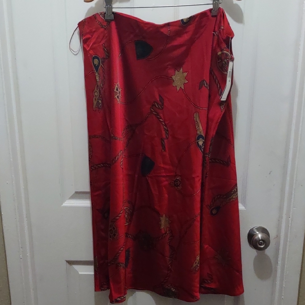 Ralph Lauren Red A-Line Skirt Plus Size 18 W New